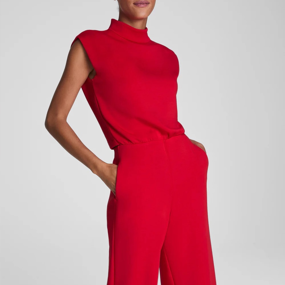Spanx red mock neck jumpsuit